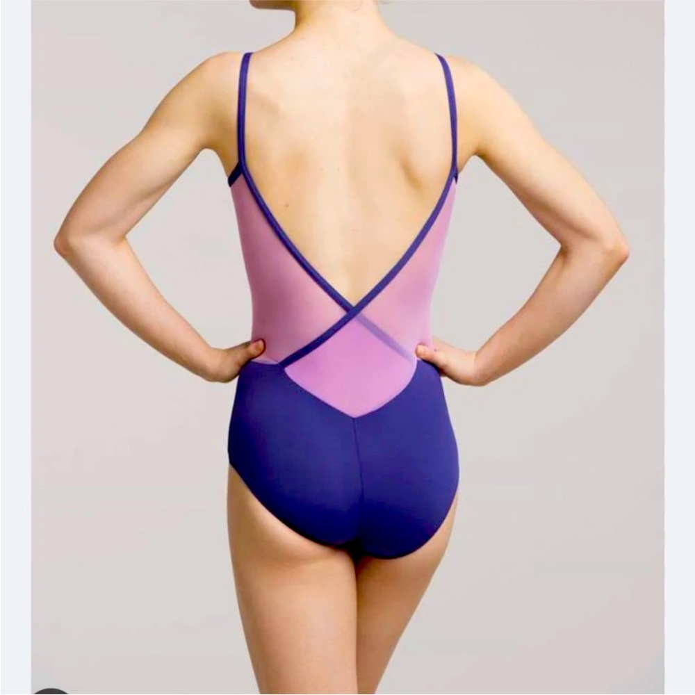 Ainsliewear Cross Back Mesh Purple Allegro Leotard S